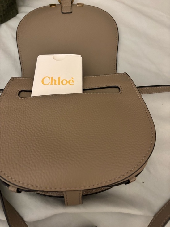 Handbags - Small Taupe Leather Saddle Crossbody Bag